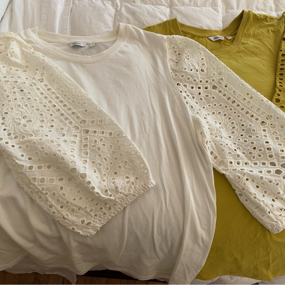 Reitmans Cream Blouse with Elegant Eyelet Sleeves